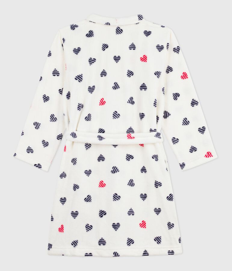 Kinder-Morgenmantel aus Fleece mit Muster weiss/vielfarbig