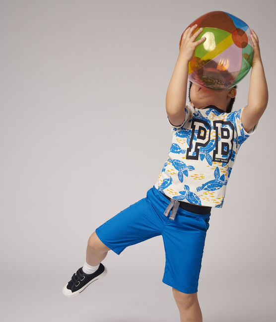Kurzärmeliges Kinder-T-Shirt aus Baumwolle für Jungen weiss MARSHMALLOW/weiss MULTICO