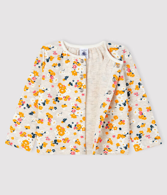 Baby-Cardigan aus Doppeljersey für Mädchen beige MONTELIMAR/weiss MULTICO