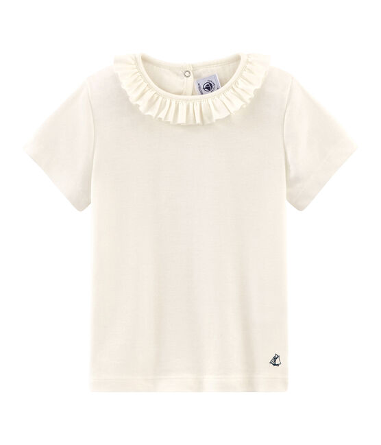 Kurzärmeliges Kinder-T-Shirt Mädchen weiss MARSHMALLOW