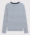 Damen-T-Shirt aus Baumwolle mit Rundhalsausschnitt weiss MARSHMALLOW/blau SURF