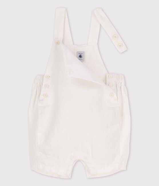 Kurze Baby-Latzhose aus Leinen weiss ECUME