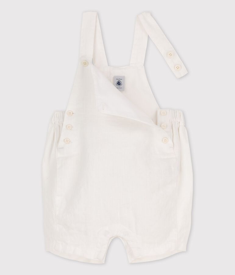 Kurze Baby-Latzhose aus Leinen weiss