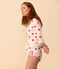Wickel-Cardigan aus Bio-Baumwolle Damen weiss MARSHMALLOW/rot TERKUIT