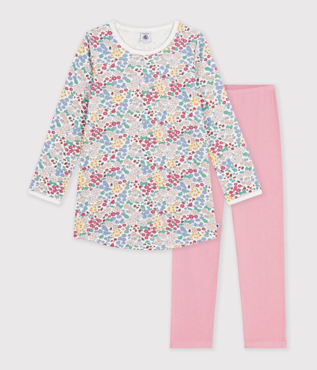 Kinder-Nachthemd und Leggings aus Doppeljersey mit Blumenmotiv rosa/vielfarbig