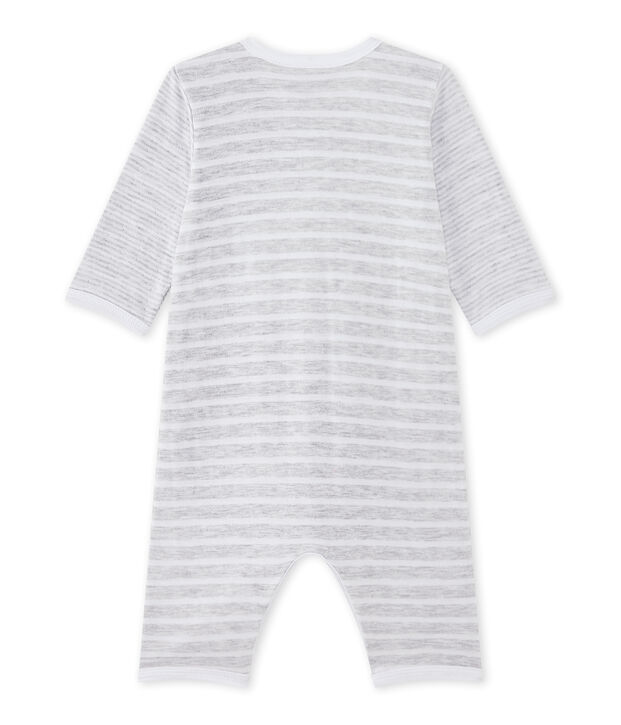 Baby-Jungen-Strampler ohne Fu&szlig; grau/weiss