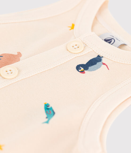 Baby-Kurzoverall aus bedrucktem Jersey weiss AVALANCHE/ MULTICO