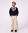Kinder-Pullover aus Wolle und Baumwolle mit Schleifenmotiv blau/beige