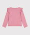 Langärmeliges Kinder-T-Shirt aus Rippstrick für Mädchen rosa ROSELINE CHINE