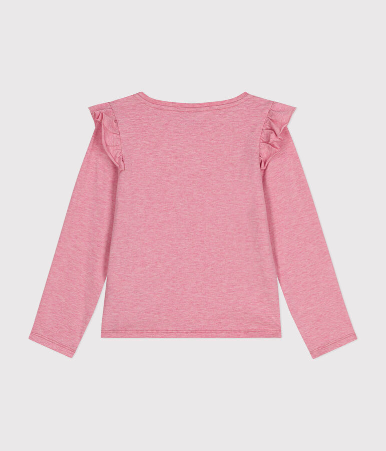 Lang&auml;rmeliges Kinder-T-Shirt aus Rippstrick f&uuml;r M&auml;dchen rosa ROSELINE CHINE