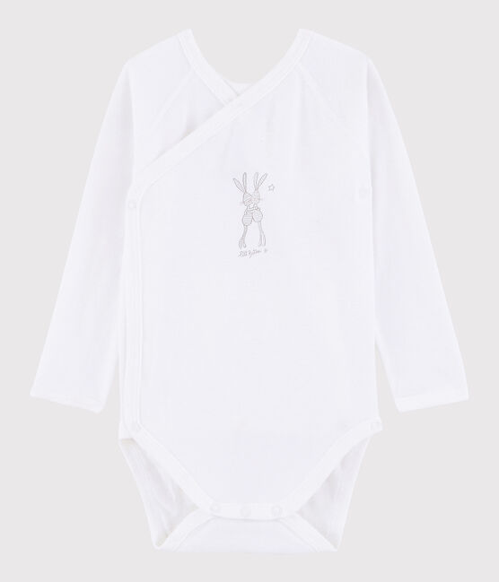 Langärmeliger Baby-Body in Wickelform Mädchen/Jungen weiss ECUME