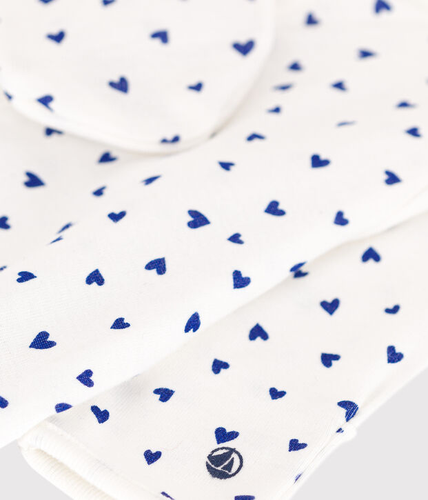 Kombi-Overall aus Baumwolle mit Herzmotiv weiss/blau
