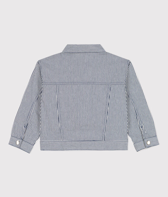 Kinderjacke aus gestreiftem Baumwollcanvas für Mädchen blau MEDIEVAL/weiss MARSHMALLOW