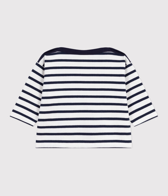 Baby-Streifenshirt aus Baumwolle weiss MARSHMALLOW/blau SMOKING