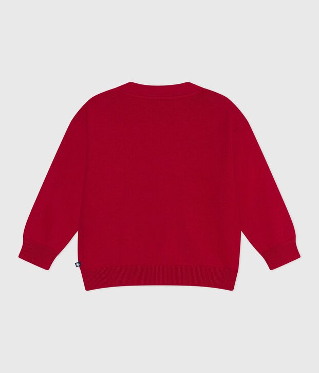 Kinder-Cardigan aus Wolle und Baumwolle mit Muster rot/blau