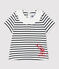 Kurzärmelige Baby-Bluse aus Baumwolle für Mädchen weiss MARSHMALLOW/blau SMOKING