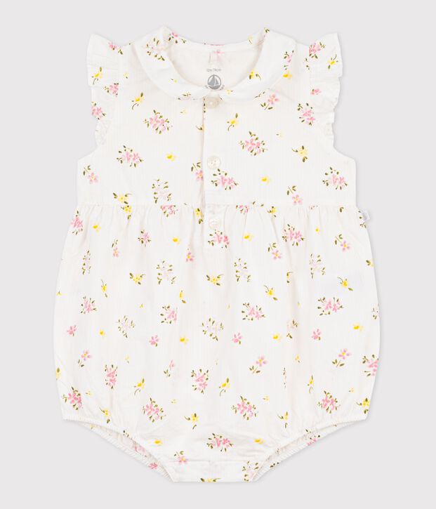 Baby-Overall aus Baumwolle mit Blumenmuster weiss/vielfarbig