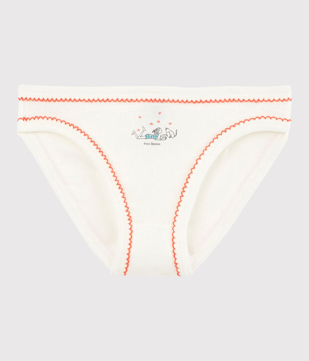 Baumwollh&ouml;schen f&uuml;r kleine M&auml;dchen weiss/orange