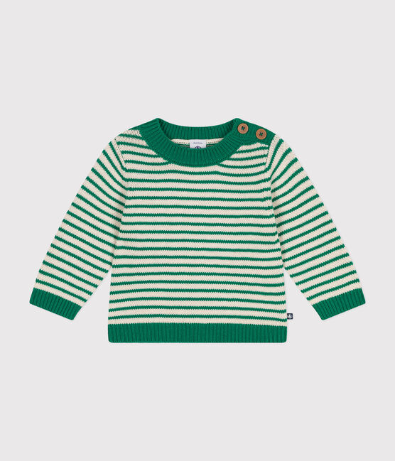 Baby-Pullover aus Woll- und Baumwollstrick grün JARDIN/ AVALANCHE
