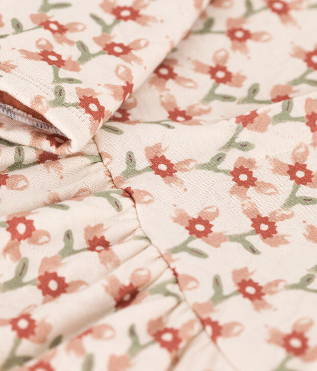 Bedrucktes lang&auml;rmeliges Babykleid aus gestepptem Doppeljersey naturfarben/vielfarbig