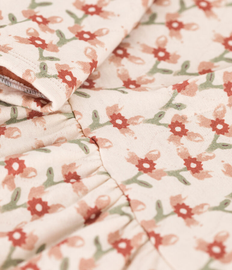 Bedrucktes lang&auml;rmeliges Babykleid aus gestepptem Doppeljersey naturfarben/vielfarbig