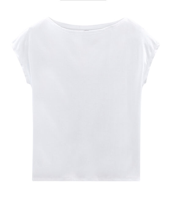 Kurzärmliges T-Shirt aus Sea Island-Baumwolle für Damen weiss ECUME