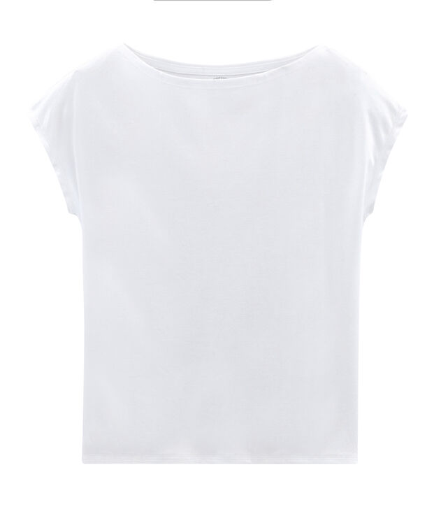 Kurz&auml;rmliges T-Shirt aus Sea Island-Baumwolle f&uuml;r Damen weiss