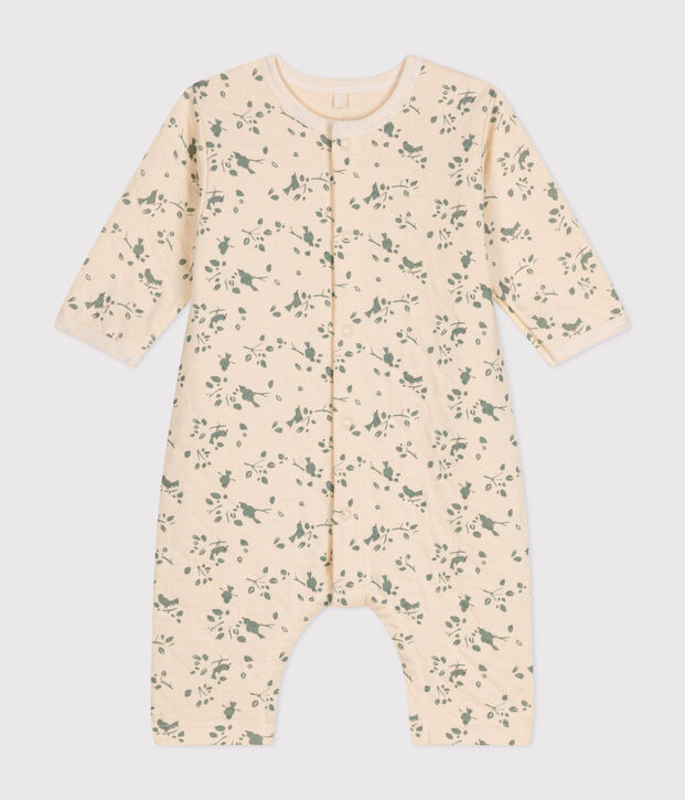 Langer Baby-Overall aus gestepptem Doppeljersey naturfarben/gr&uuml;n