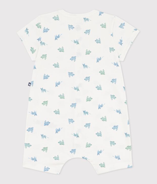 Baby-Kurzoverall aus Baumwolle mit Tiermotiven weiss/vielfarbig