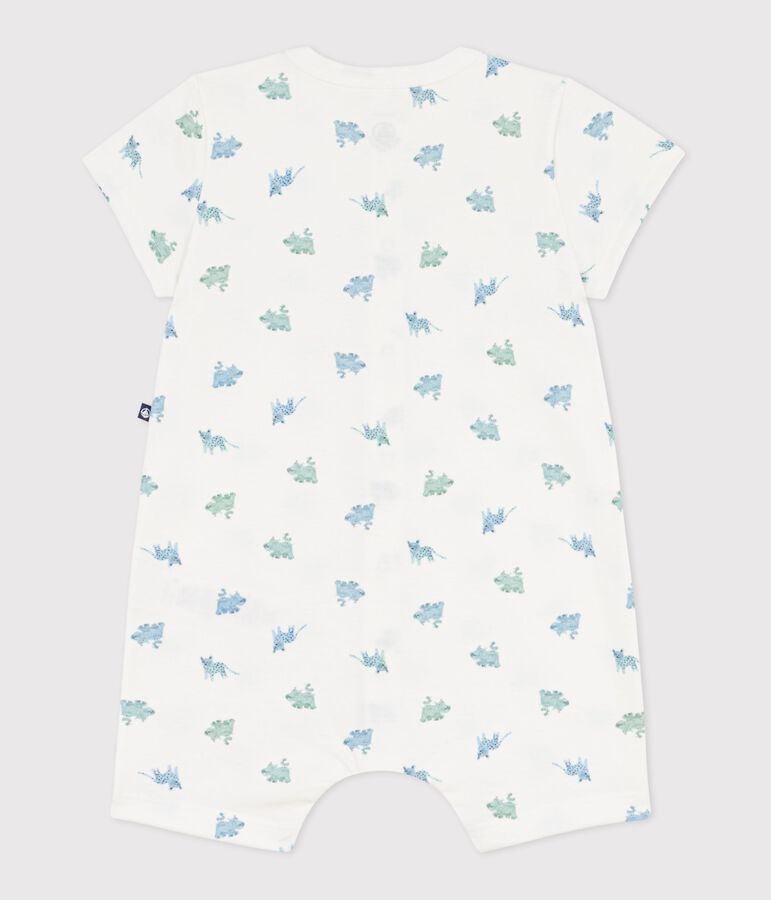 Baby-Kurzoverall aus Baumwolle mit Tiermotiven weiss/vielfarbig
