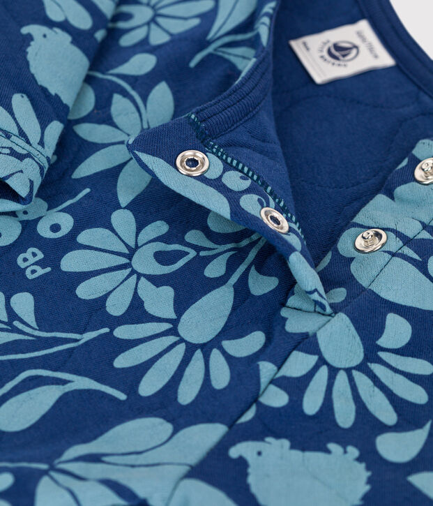 Gebl&uuml;mtes Kinderkleid aus Doppeljersey f&uuml;r M&auml;dchen blau/blau
