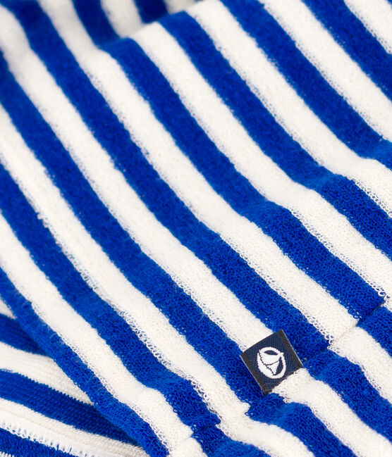 Gestreiftes, ärmelloses Kleid aus Bouclé-Frottee für Kinder/Mädchen blau SURF/ AVALANCHE