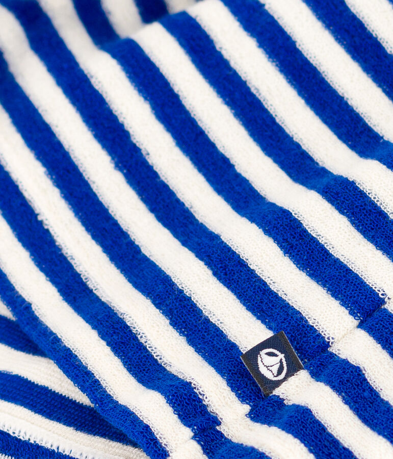 Gestreiftes, &auml;rmelloses Kleid aus Boucl&eacute;-Frottee f&uuml;r Kinder/M&auml;dchen blau/naturfarben