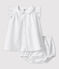 Kurzärmeliges Baby-Kleid mit Bloomers für Mädchen weiss ECUME