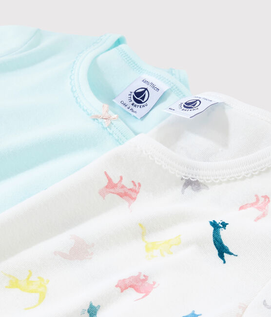2er-Set kurzärmelige T-Shirts mit buntem Katzen-Motiv für Mädchen variante 1