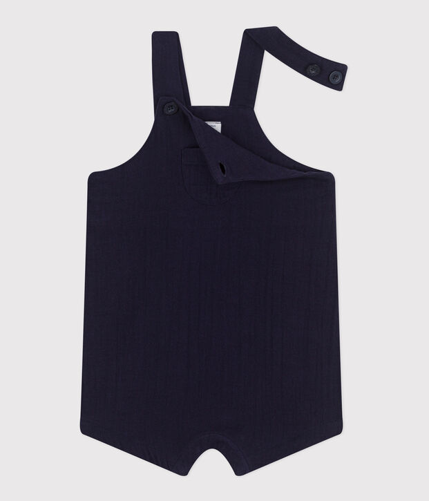 Kurzbeinige Baby-Latzhose aus einfarbigem Musselin-Stoff SMOKING