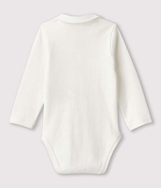 Baby-Body aus Bio-Baumwolle mit Kragen weiss MARSHMALLOW