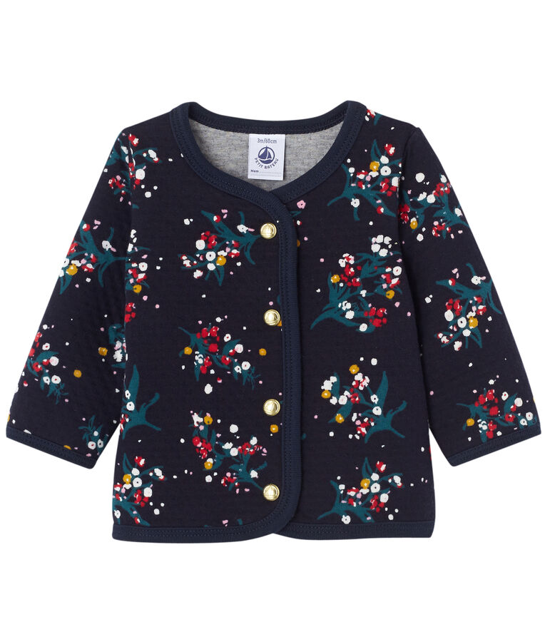 Baby-M&auml;dchen-Cardigan aus gedoppeltem Jersey mit Print blau/vielfarbig