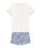 Rippstrick-Kurzpyjama für kleine Jungen weiss MARSHMALLOW/weiss MULTICO