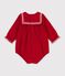 Baby-Kurzoverall aus einfarbigem Feincord mit Kragen rot
