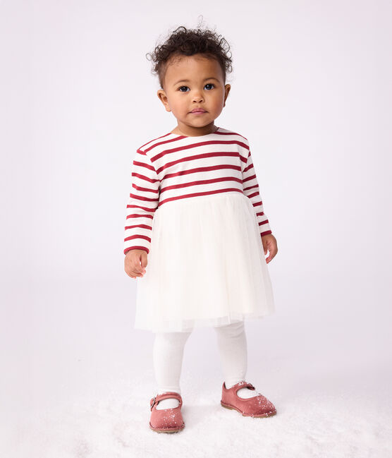 Langärmliges Kleid aus zwei Stoffen rot MILK/ AMARANTE