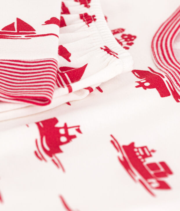 Kinderpyjama aus Baumwolle in eng geschnittener Passform weiss/rot