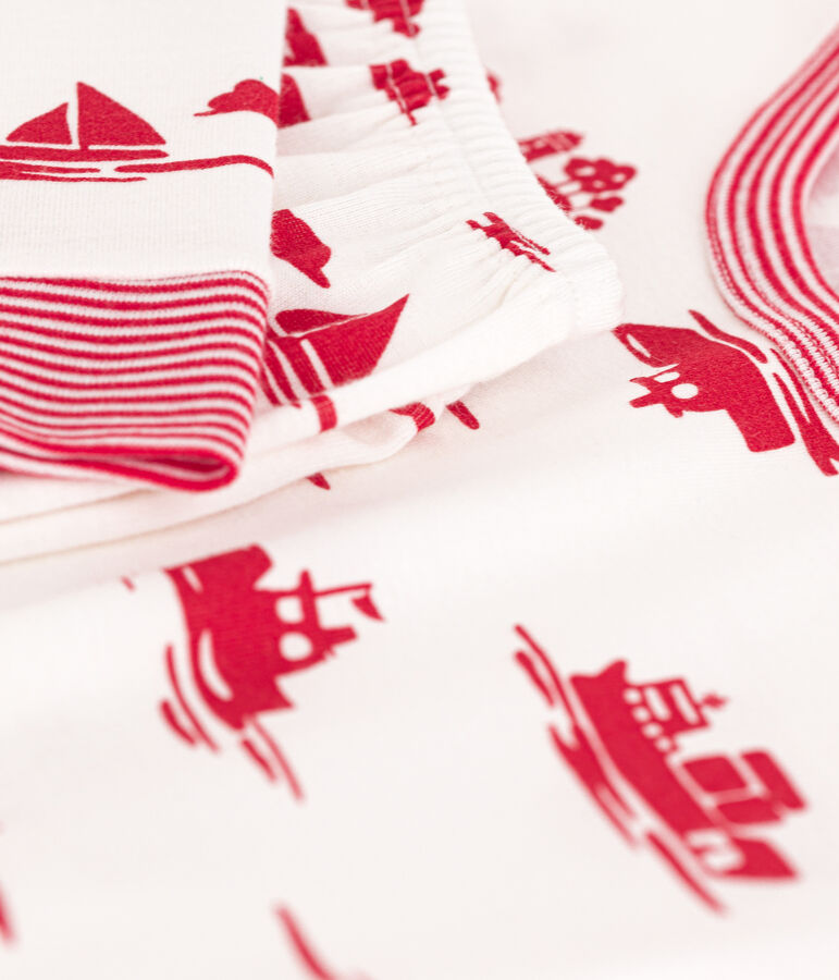 Kinderpyjama aus Baumwolle in eng geschnittener Passform weiss MARSHMALLOW/rot PEPS