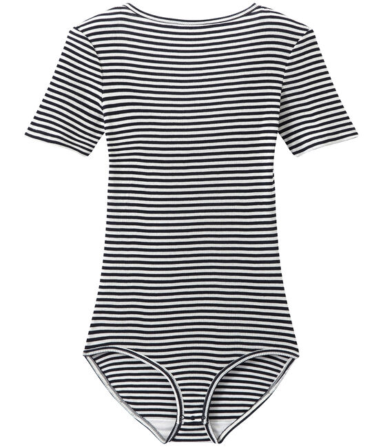 Damen-Body aus hauchzarter Baumwolle blau SMOKING/weiss LAIT