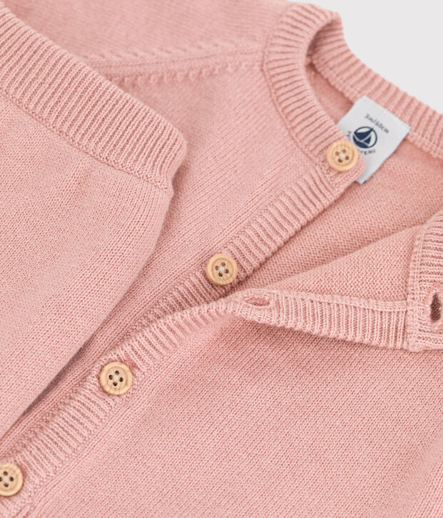 Zweiteiliges Baby-Set aus Woll- und Baumwoll-Strick rosa