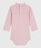 Baby-Body mit Rollkragen aus einfarbiger Baumwolle  rosa JOLI