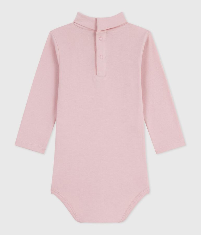 Baby-Body mit Rollkragen aus einfarbiger Baumwolle rosa JOLI