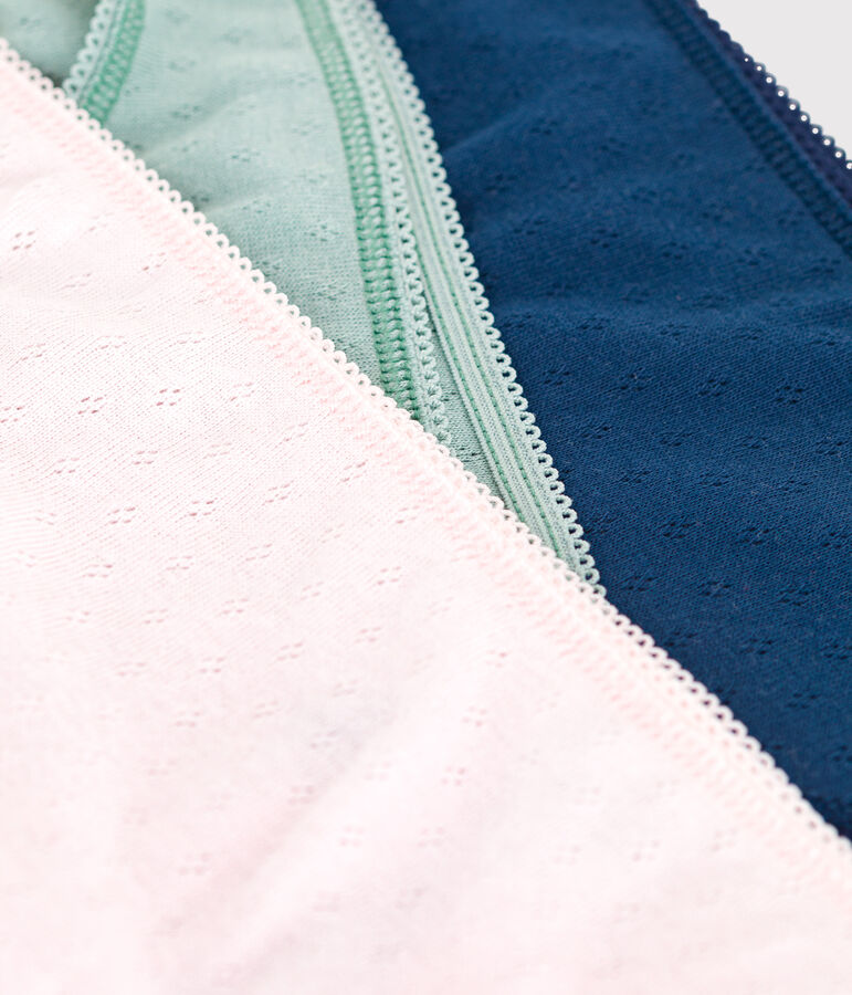 3er-Set Damen-Slips aus einfarbiger Baumwolle vielfarbig