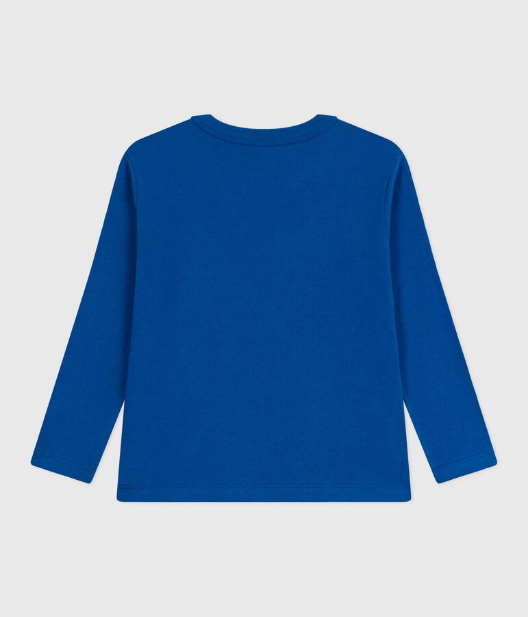 Lang&auml;rmeliges Kinder-T-Shirt aus einfarbiger Baumwolle blau