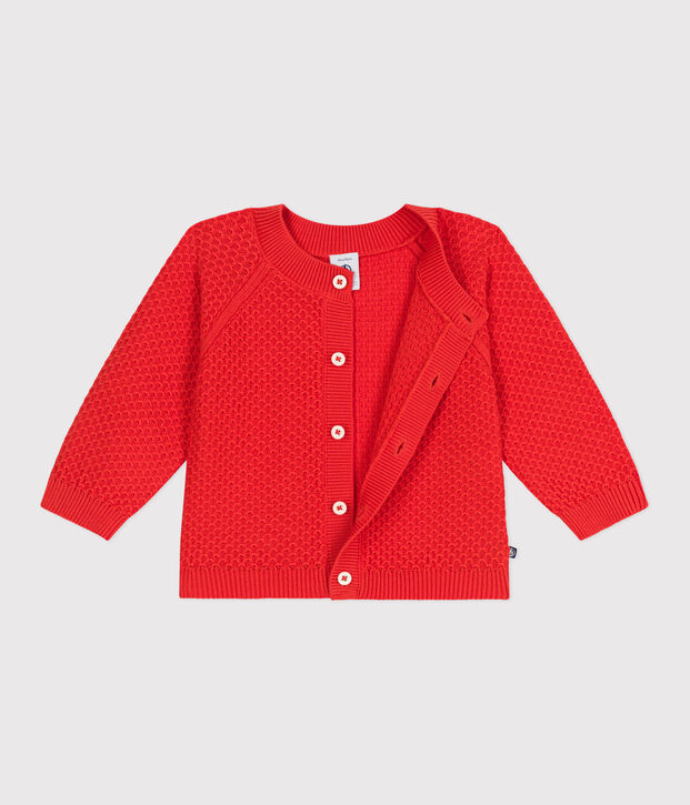 Baby-Cardigan aus Baumwolle mit Zierstrick rot